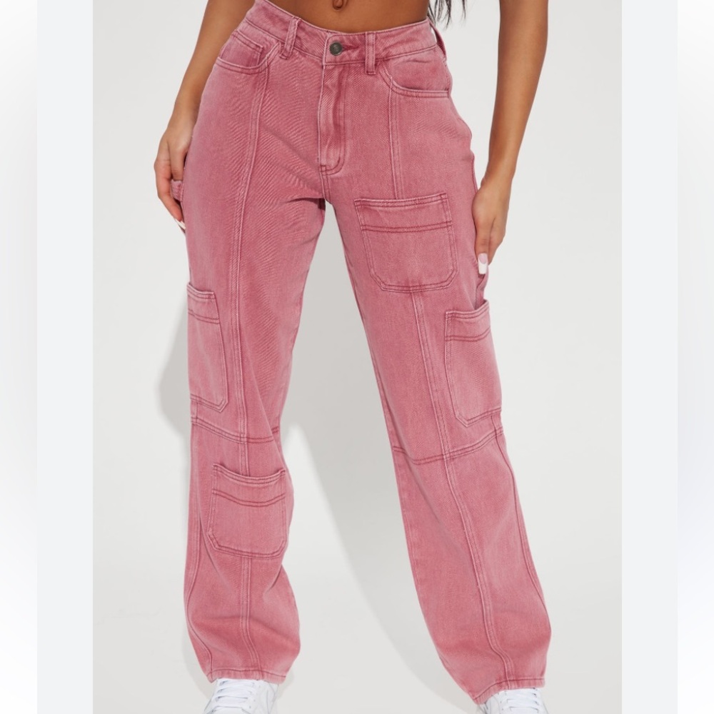 Fashion Nova Just Like Magic Non Stretch Utility Straight Leg Jean